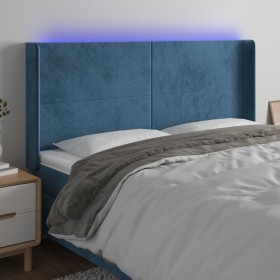 vidaXL LED Kopfteil Dunkelblau 183x16x118/128 cm Samt