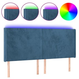 vidaXL LED Kopfteil Dunkelblau 183x16x118/128 cm Samt