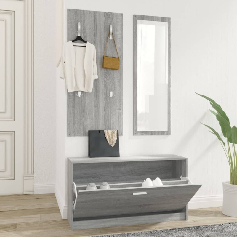 vidaXL 3-tlg. Flurmöbel-Set Grau Sonoma Holzwerkstoff vidaXL 3-tlg. Flurmöbel-Set Grau Sonoma Holzwerkstoff