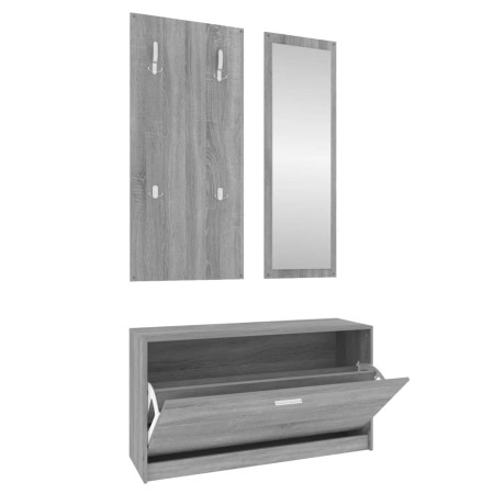 vidaXL 3-tlg. Flurmöbel-Set Grau Sonoma Holzwerkstoff