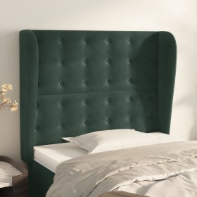 vidaXL Kopfteil mit Ohren Dunkelgrün 93x23x118/128 cm Samt