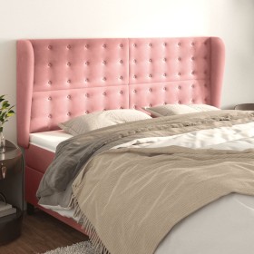 vidaXL Kopfteil mit Ohren Rosa 183x23x118/128 cm Samt