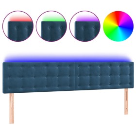 vidaXL LED Kopfteil Dunkelblau 180x5x78/88 cm Samt