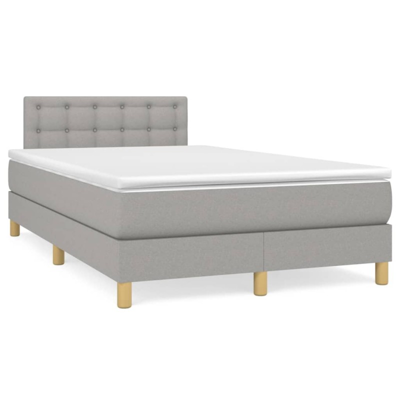 vidaXL Boxspringbett mit Matratze & LED Hellgrau 120x190 cm Stoff vidaXL Boxspringbett mit Matratze & LED Hellgrau 120x190 cm Stoff