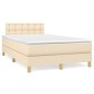 vidaXL Boxspringbett mit Matratze & LED Creme 120x190 cm Stoff vidaXL Boxspringbett mit Matratze & LED Creme 120x190 cm Stoff