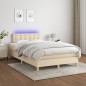 vidaXL Boxspringbett mit Matratze & LED Creme 120x190 cm Stoff vidaXL Boxspringbett mit Matratze & LED Creme 120x190 cm Stoff
