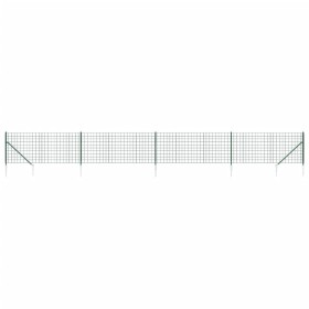 vidaXL Maschendrahtzaun mit Bodenhülsen Grün 1,1x10 m