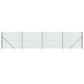 vidaXL Maschendrahtzaun mit Bodenhülsen Grün 1,6x10 m
