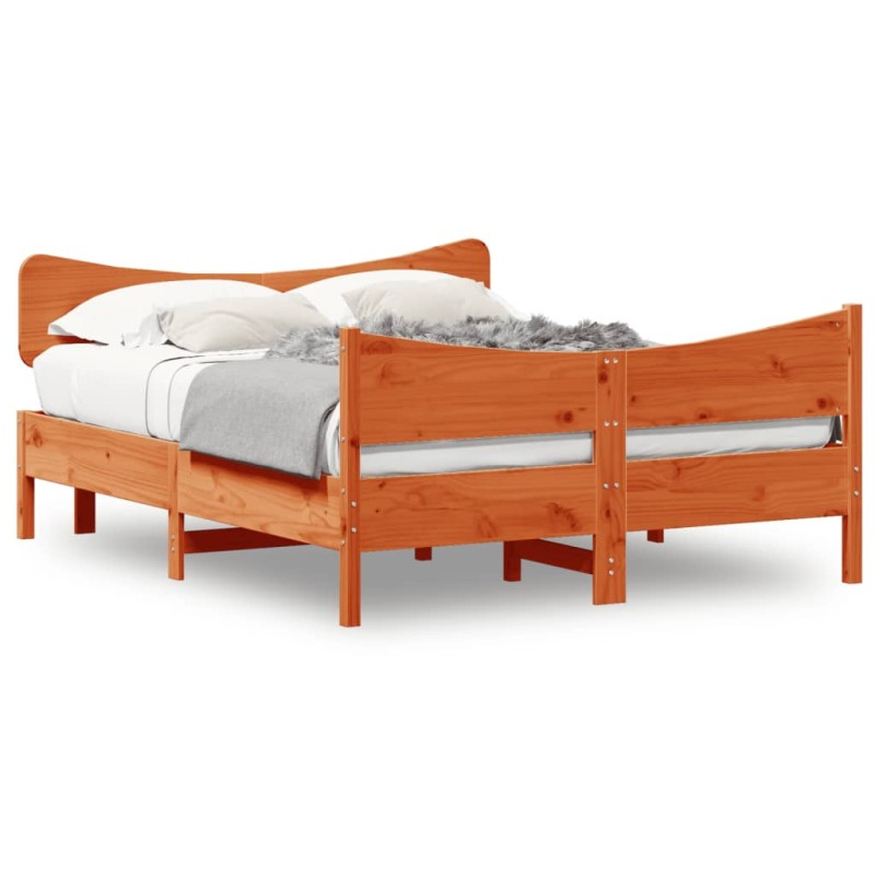 vidaXL Massivholzbett ohne Matratze Wachsbraun 140x190 cm Kiefernholz vidaXL Massivholzbett ohne Matratze Wachsbraun 140x190 cm Kiefernholz