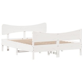 vidaXL Massivholzbett mit Kopfteil Weiß 135x190 cm Kiefer