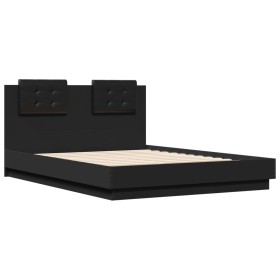 vidaXL Bettgestell mit Kopfteil Schwarz 120x190 cm Holzwerkstoff