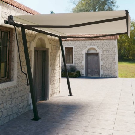 Gelenkarmmarkise Automatisch mit Pfosten 4,5x3 m Cremeweiß