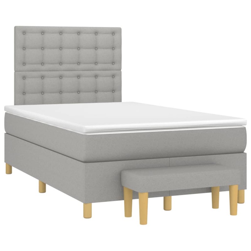 vidaXL Boxspringbett mit Matratze Hellgrau 120x190 cm Stoff vidaXL Boxspringbett mit Matratze Hellgrau 120x190 cm Stoff