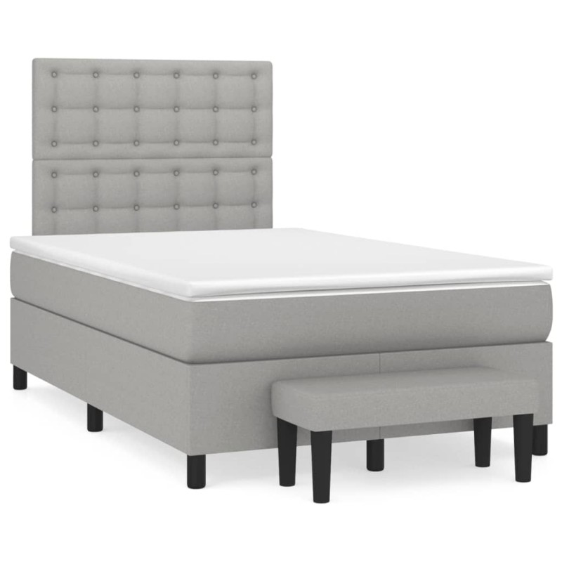 vidaXL Boxspringbett mit Matratze Hellgrau 120x190 cm Stoff vidaXL Boxspringbett mit Matratze Hellgrau 120x190 cm Stoff