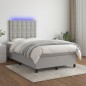 vidaXL Boxspringbett mit Matratze & LED Hellgrau 120x190 cm Stoff vidaXL Boxspringbett mit Matratze & LED Hellgrau 120x190 cm Stoff
