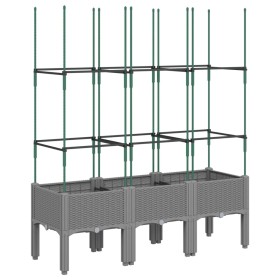 vidaXL Pflanzkübel mit Rankgitter Hellgrau 120x40x142,5 cm PP
