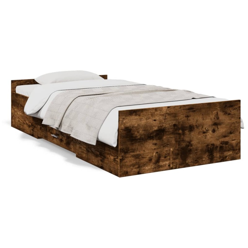 vidaXL Bettgestell mit Schubladen Räuchereiche 90x200cm Holzwerkstoff vidaXL Bettgestell mit Schubladen Räuchereiche 90x200cm Holzwerkstoff