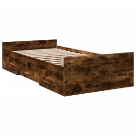 vidaXL Bettgestell mit Schubladen Räuchereiche 90x200cm Holzwerkstoff