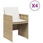 vidaXL Gartenstühle mit Kissen 4 Stk. Beige Poly Rattan vidaXL Gartenstühle mit Kissen 4 Stk. Beige Poly Rattan