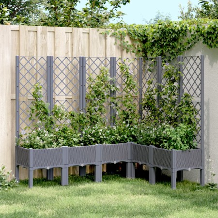 vidaXL Pflanzkübel mit Rankgitter Grau 160x120x142 cm PP