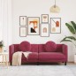 vidaXL Sofa mit Kissen 3-Sitzer Weinrot Samt vidaXL Sofa mit Kissen 3-Sitzer Weinrot Samt