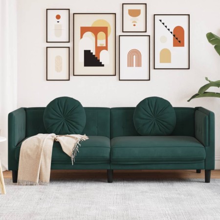 vidaXL Sofa mit Kissen 3-Sitzer Dunkelgrün Samt