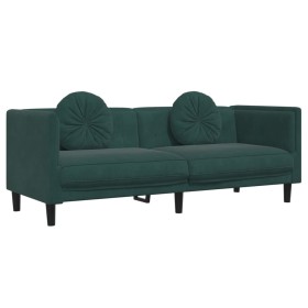 vidaXL Sofa mit Kissen 3-Sitzer Dunkelgrün Samt