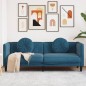 vidaXL Sofa mit Kissen 3-Sitzer Blau Samt vidaXL Sofa mit Kissen 3-Sitzer Blau Samt