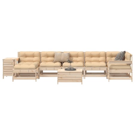 vidaXL 9-tlg. Garten-Sofagarnitur Massivholz Kiefer