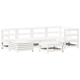 vidaXL 7-tlg. Garten-Sofagarnitur Weiß Massivholz Kiefer