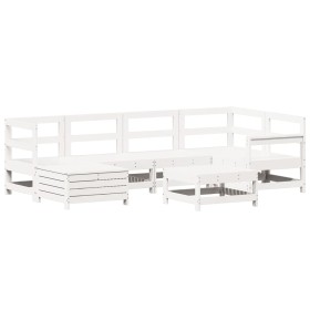 vidaXL 7-tlg. Garten-Sofagarnitur Weiß Massivholz Kiefer