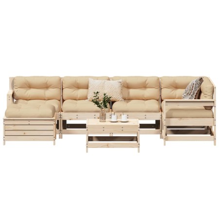 vidaXL 7-tlg. Garten-Sofagarnitur Massivholz Kiefer