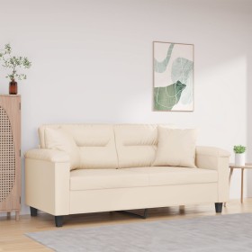vidaXL 2-Sitzer-Sofa mit Kissen Beige 140 cm Mikrofasergewebe