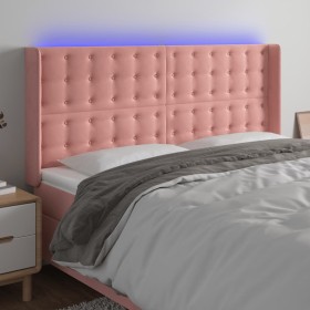 vidaXL LED Kopfteil Rosa 183x16x118/128 cm Samt