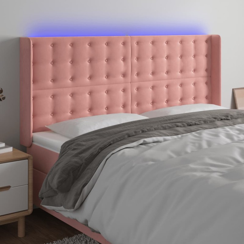 vidaXL LED Kopfteil Rosa 183x16x118/128 cm Samt vidaXL LED Kopfteil Rosa 183x16x118/128 cm Samt