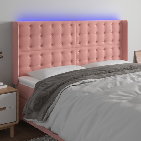 vidaXL LED Kopfteil Rosa 183x16x118/128 cm Samt