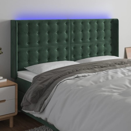 vidaXL LED Kopfteil Dunkelgrün 183x16x118/128 cm Samt