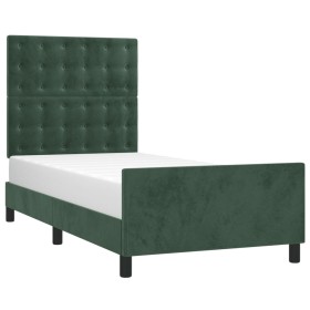 vidaXL Bettgestell mit Kopfteil Dunkelgrün 90x190 cm Samt