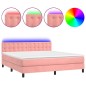 vidaXL Boxspringbett mit Matratze & LED Rosa 180x200 cm Samt vidaXL Boxspringbett mit Matratze & LED Rosa 180x200 cm Samt
