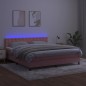vidaXL Boxspringbett mit Matratze & LED Rosa 180x200 cm Samt vidaXL Boxspringbett mit Matratze & LED Rosa 180x200 cm Samt