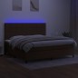 vidaXL Boxspringbett mit Matratze & LED Dunkelbraun 200x200 cm Stoff vidaXL Boxspringbett mit Matratze & LED Dunkelbraun 200x200 cm Stoff