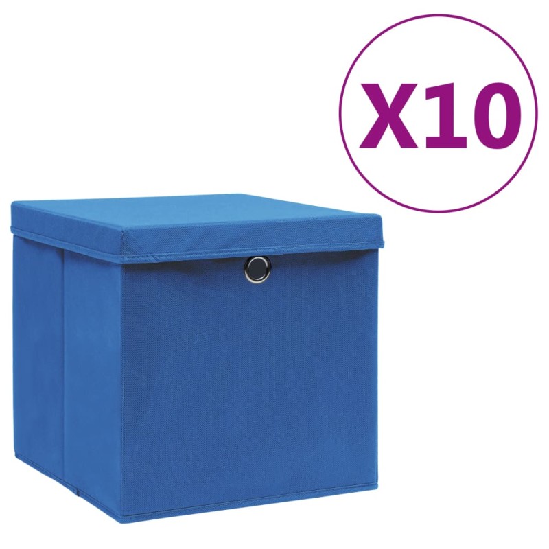 vidaXL Aufbewahrungsboxen mit Deckeln 10 Stk. 28x28x28 cm Blau vidaXL Aufbewahrungsboxen mit Deckeln 10 Stk. 28x28x28 cm Blau