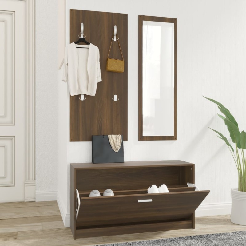 vidaXL 3-tlg. Flurmöbel-Set Braun Eichen-Optik Holzwerkstoff vidaXL 3-tlg. Flurmöbel-Set Braun Eichen-Optik Holzwerkstoff