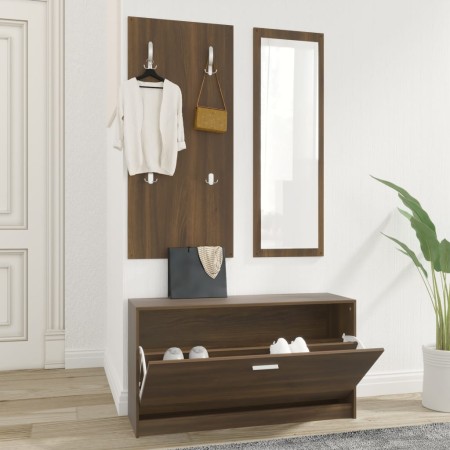 vidaXL 3-tlg. Flurmöbel-Set Braun Eichen-Optik Holzwerkstoff