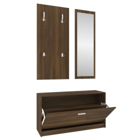 vidaXL 3-tlg. Flurmöbel-Set Braun Eichen-Optik Holzwerkstoff