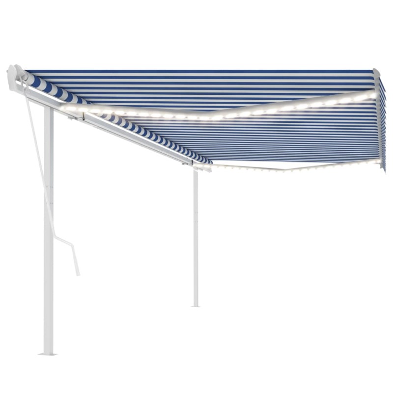 vidaXL Automatische Markise mit LED & Windsensor 5x3,5 m Blau und Weiß vidaXL Automatische Markise mit LED & Windsensor 5x3,5 m Blau und Weiß