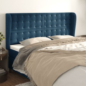 vidaXL Kopfteil mit Ohren Dunkelblau 183x23x118/128 cm Samt