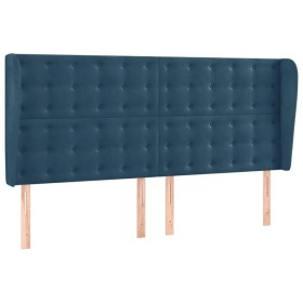 vidaXL Kopfteil mit Ohren Dunkelblau 183x23x118/128 cm Samt
