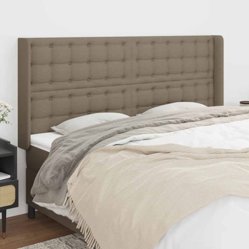 vidaXL Kopfteil mit Ohren Taupe 183x16x118/128 cm Stoff