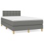 vidaXL Boxspringbett mit Matratze & LED Dunkelgrau 120x190 cm Stoff vidaXL Boxspringbett mit Matratze & LED Dunkelgrau 120x190 cm Stoff